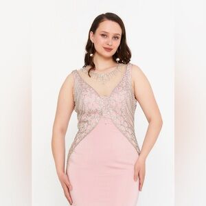 Blush pink beaded gown 
Size 16 
New with tags